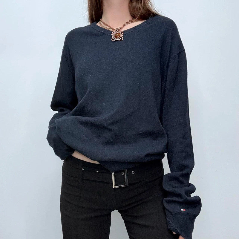 navy blue slouchy oversized jumper