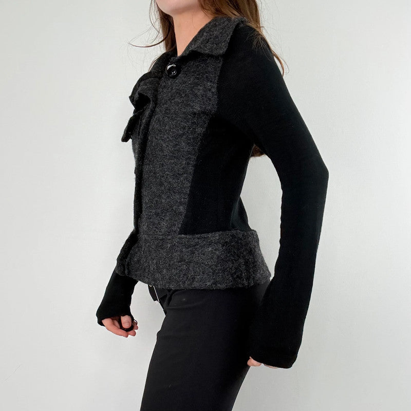 asymmetric wool high neck slouchy jacket