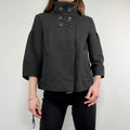 Grey structured boxy high neck jacket
