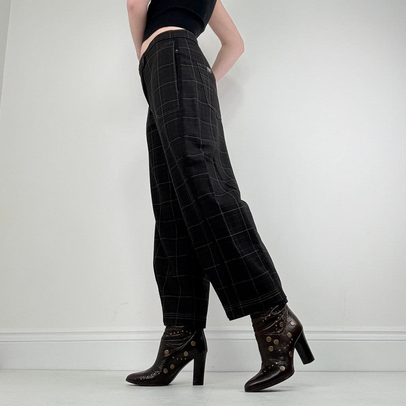 Cop Copine tartan asymmetric barrel trousers