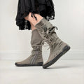 grey canvas slouchy trainer boots