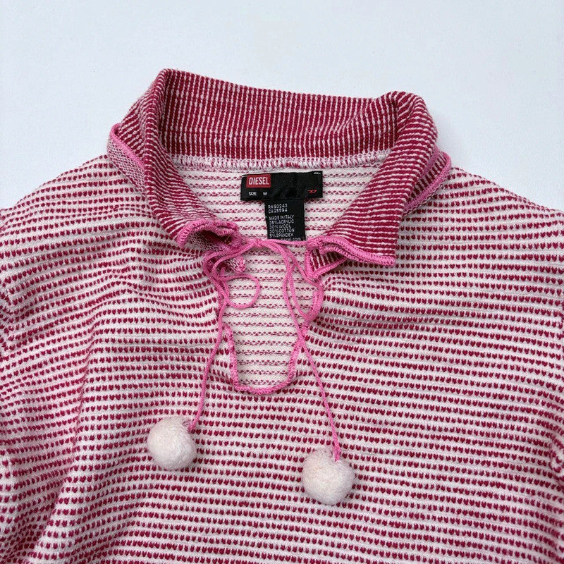 pink flared cropped knit diesel jumper