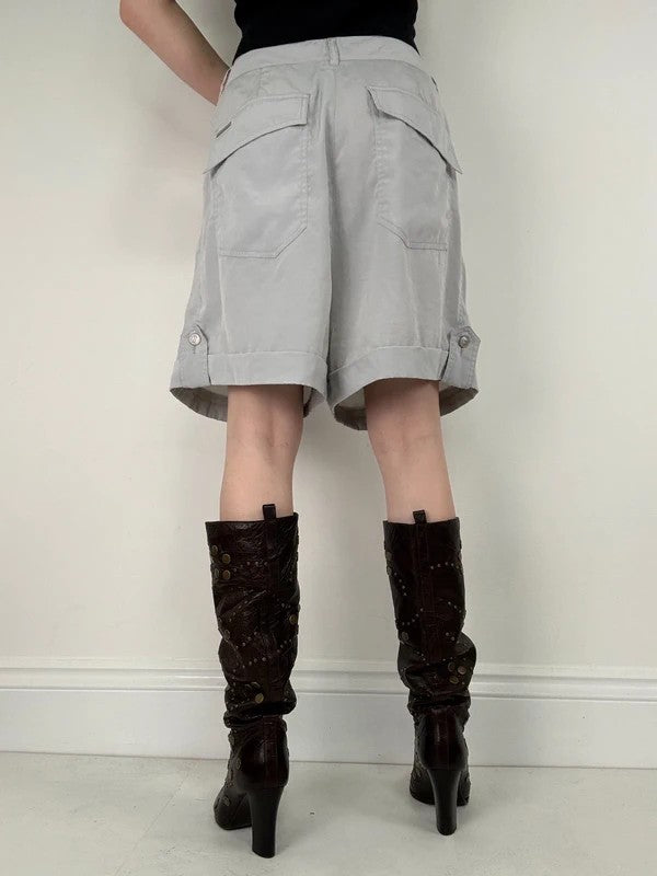 Cop Copine baby blue pleated cargo shorts