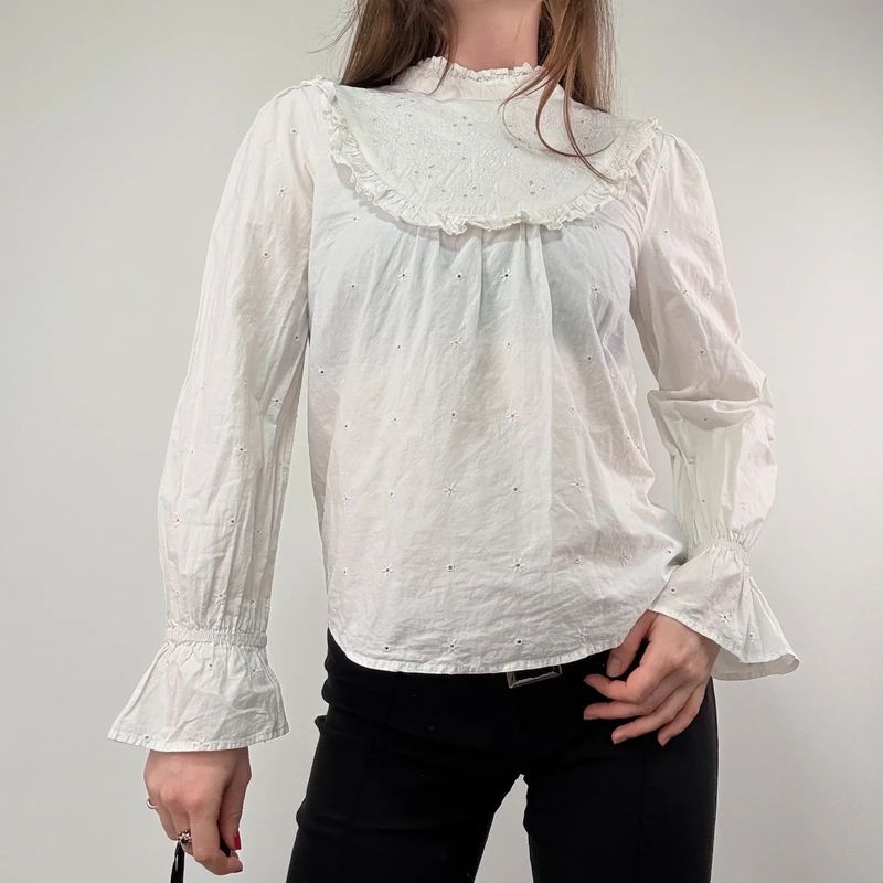 White Lace Cotton Edwardian style Shirt