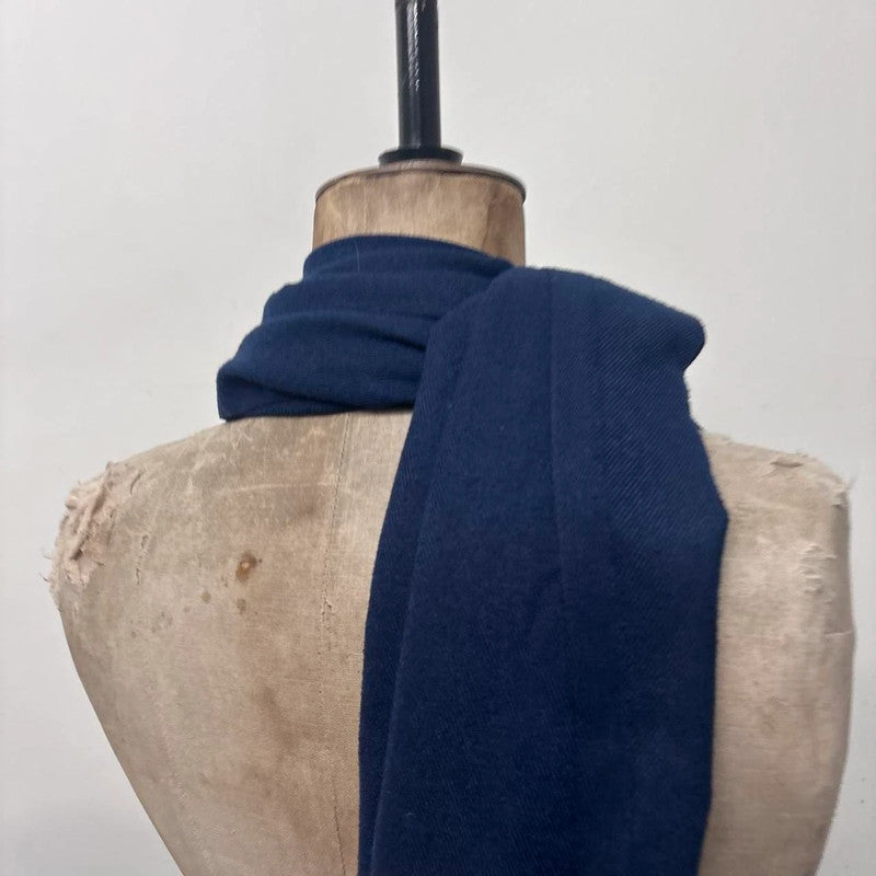 navy knitted wool tassel scarf
