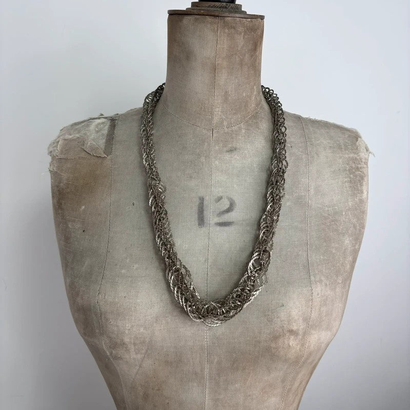 Chunky metal layered chain necklace