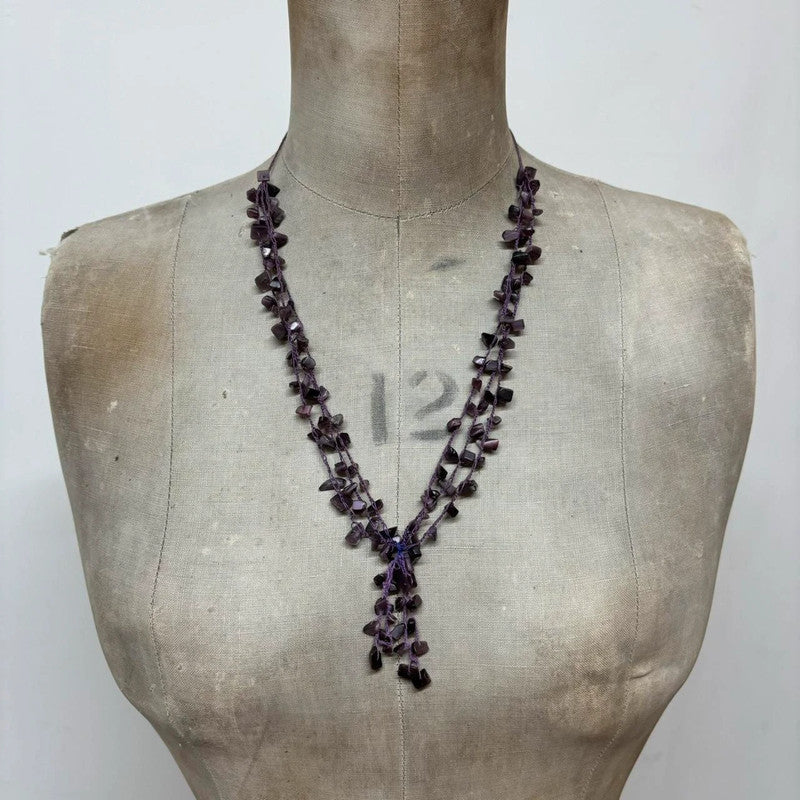 Boho drape gemstone necklace