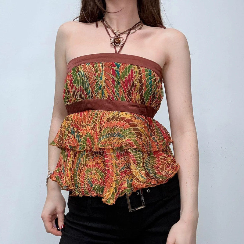 flutter silk halter printed cami