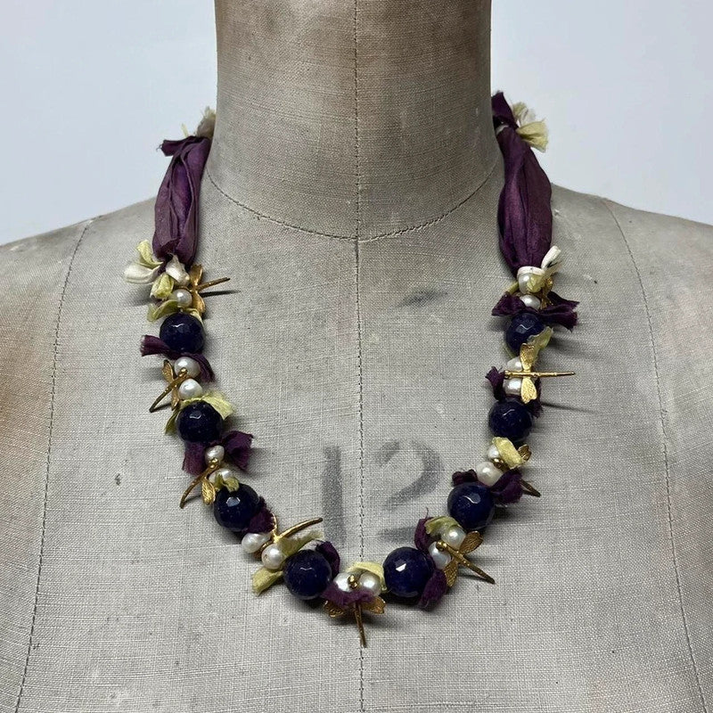 Silk beaded fairy necklace