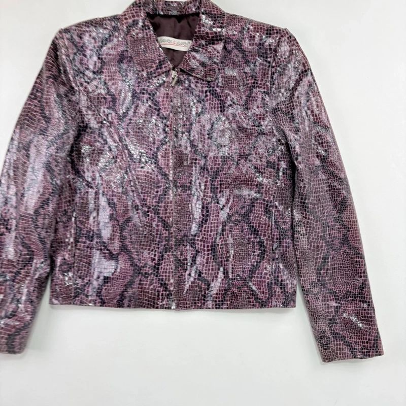 boxy Snakeskin Leather Jacket