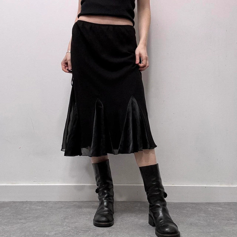 black fairy grunge midi skirt