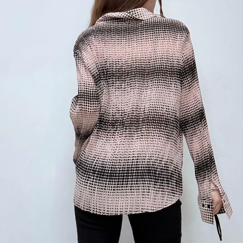 polka dot striped crinkle shirt