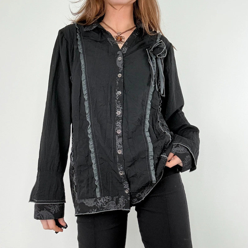 black lace boxy grunge shirt