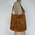 Soft light brown leather cargo boho bag