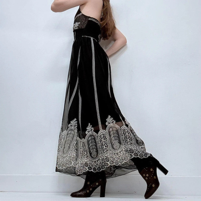 black paisley halter neck summer dress