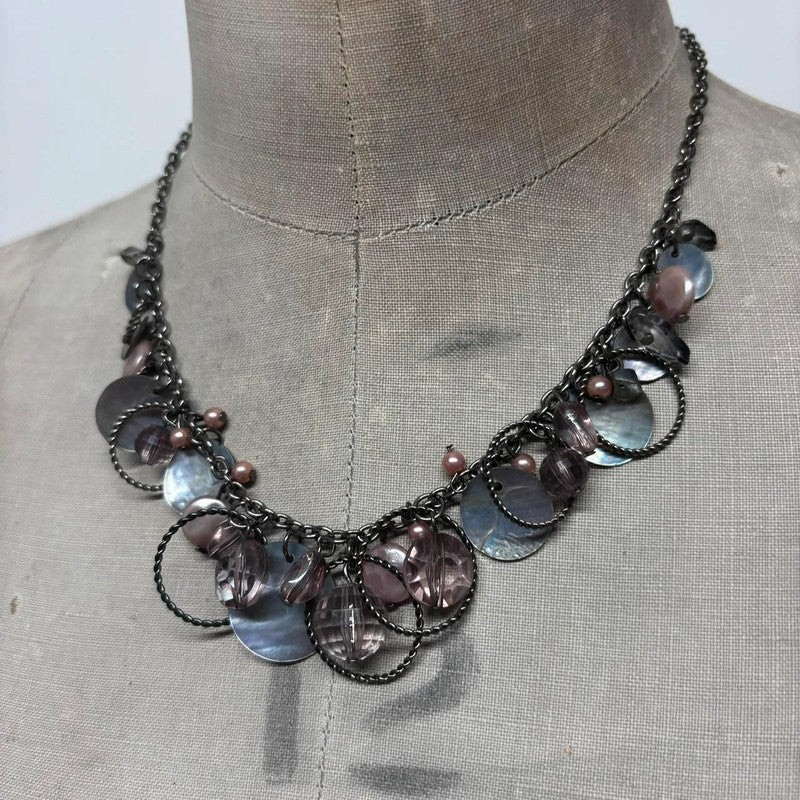 metal boho pearl necklace