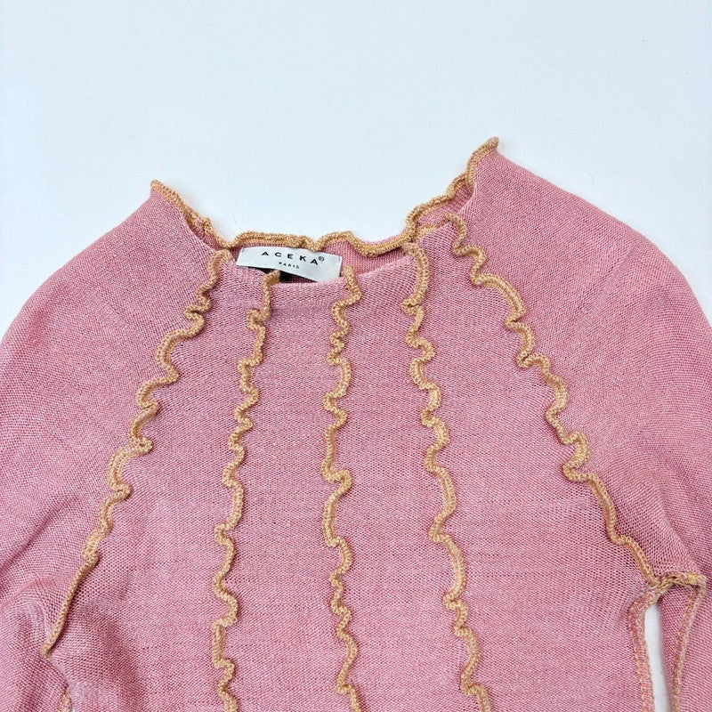 pink knitted long sleeve mini dress