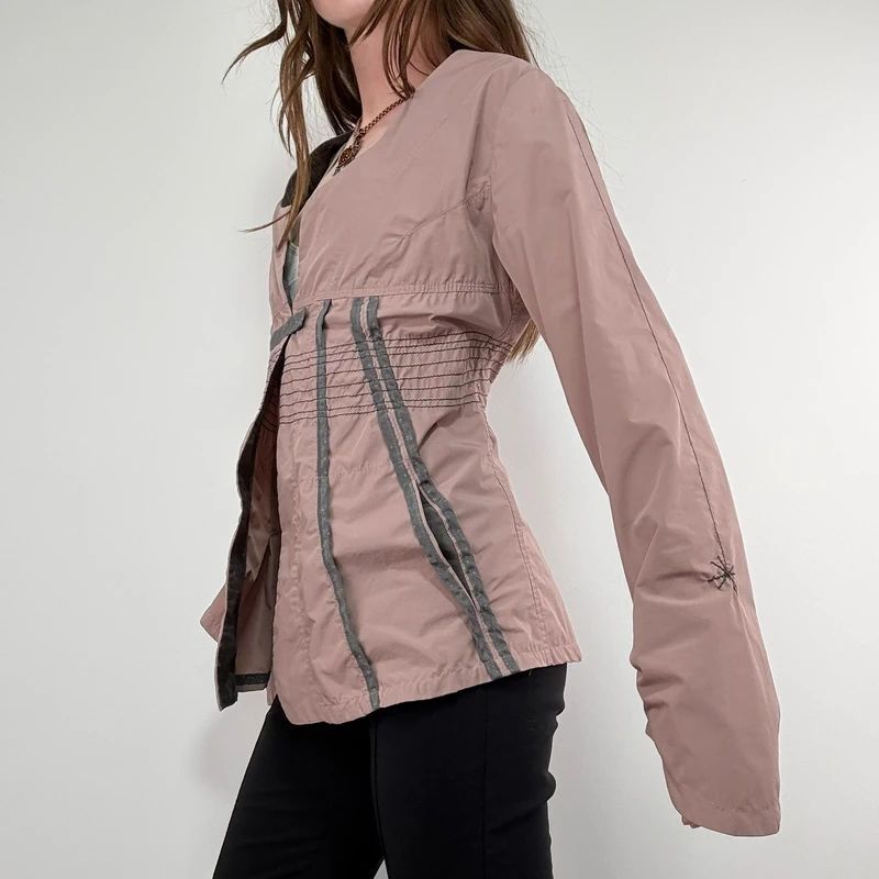 pink structured flared engineered shirt