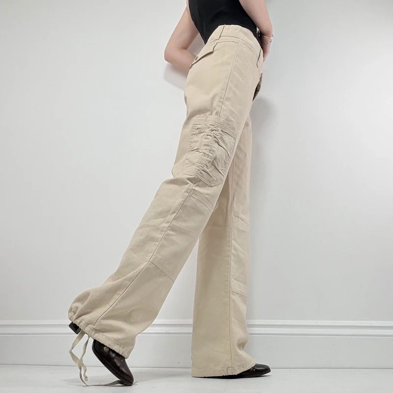 tan canvas wide leg spellout rip curl surfer pants
