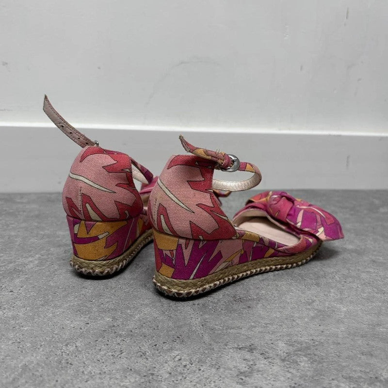 Pucci bow wedge heels