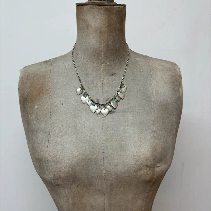 metal silver love heart necklace