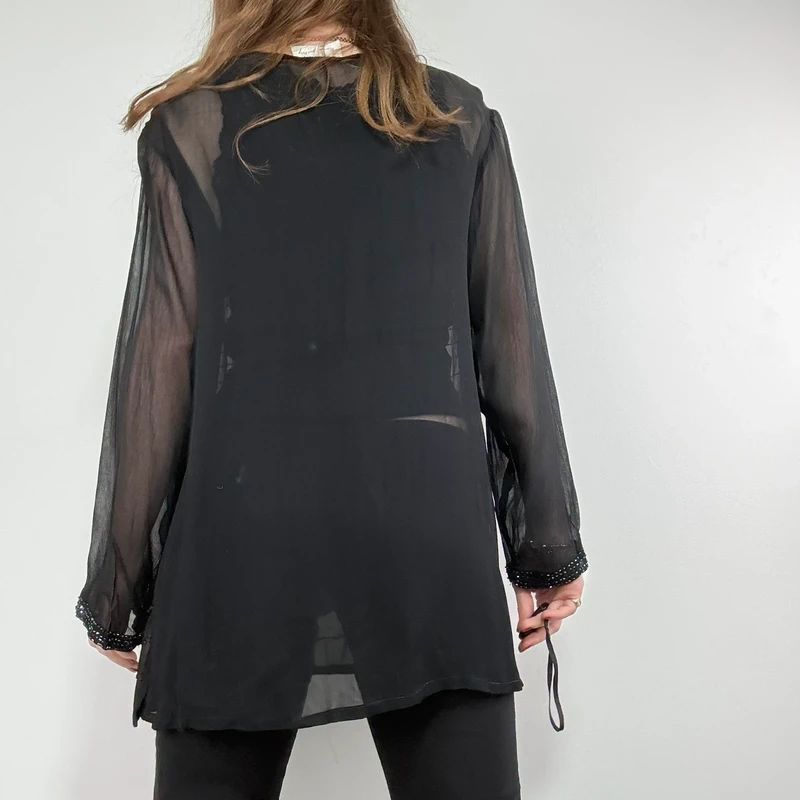 sheer black beaded Rene Derhy shirt