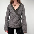 brown polkadot wrap shirt