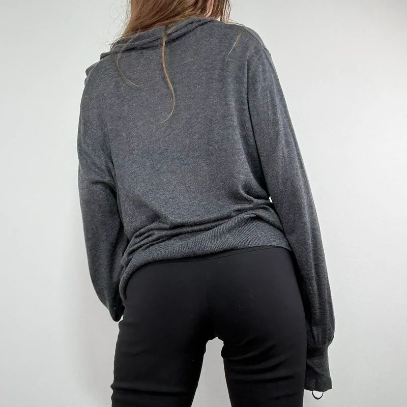 grey slouchy knit off-the-shoulder jumper, wool and silk blend
