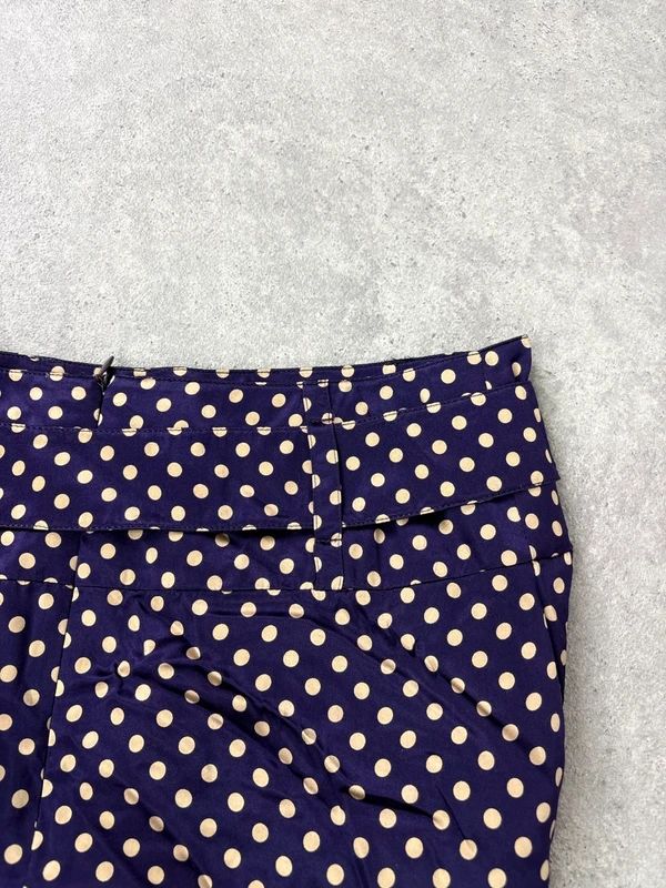 pleated silk polkadot flared midi skirt