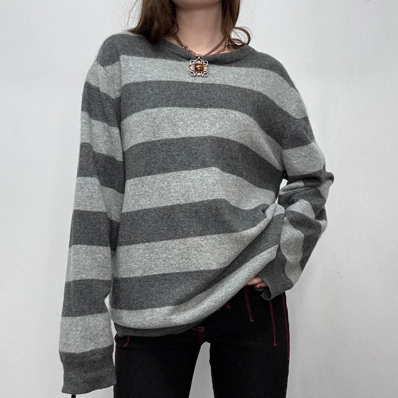 grey cashmere striped jumper