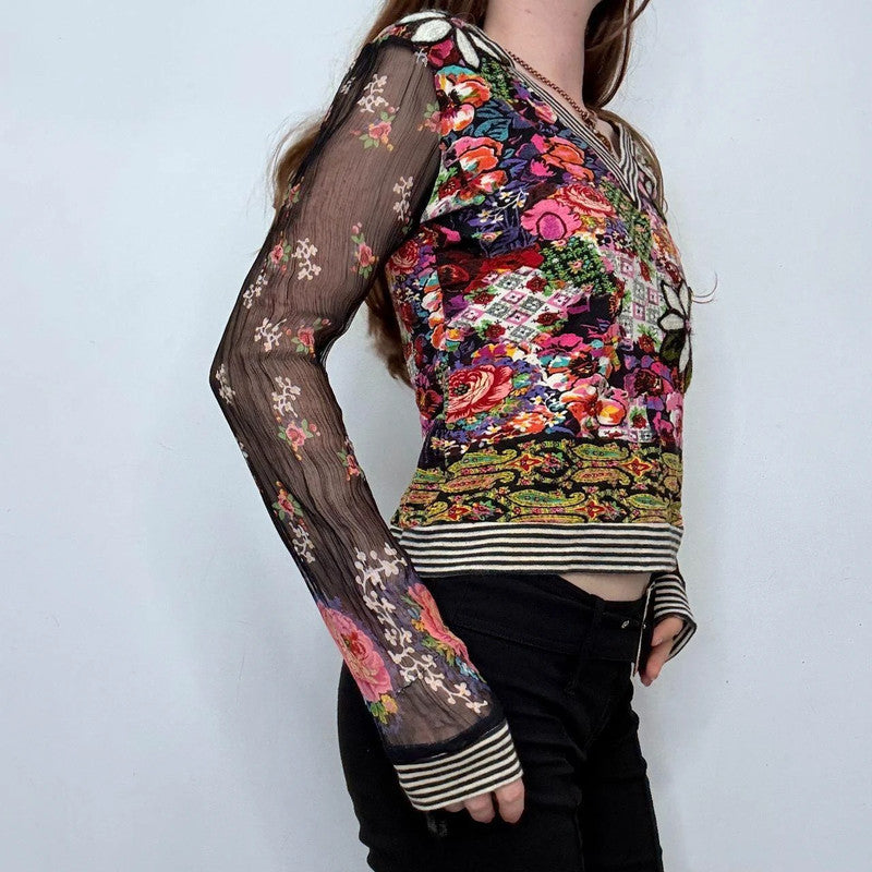 graphic floral boho shirt