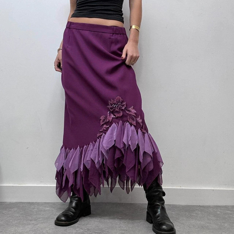 purple fairy flutter asymmetric skirt