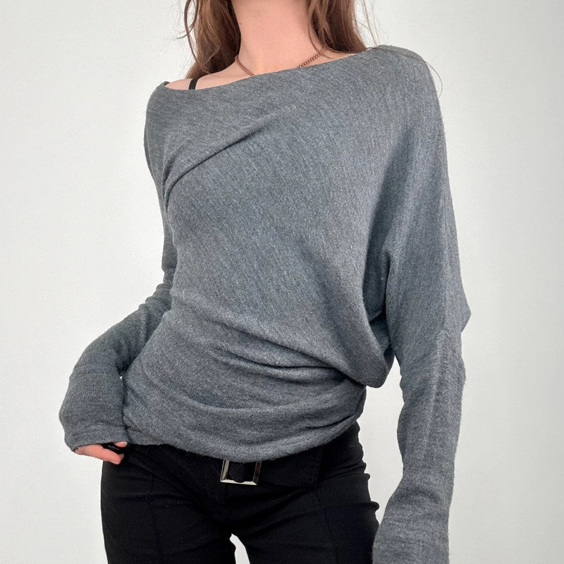 asymmetric grey batwing jumper