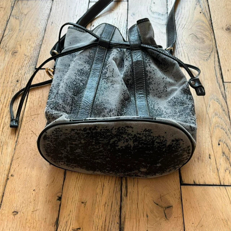 distressed suede leather bag