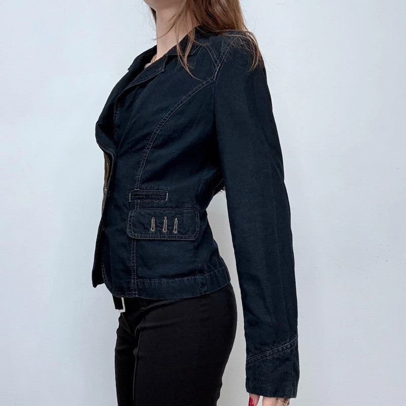 asymmetric flared grunge linen jacket