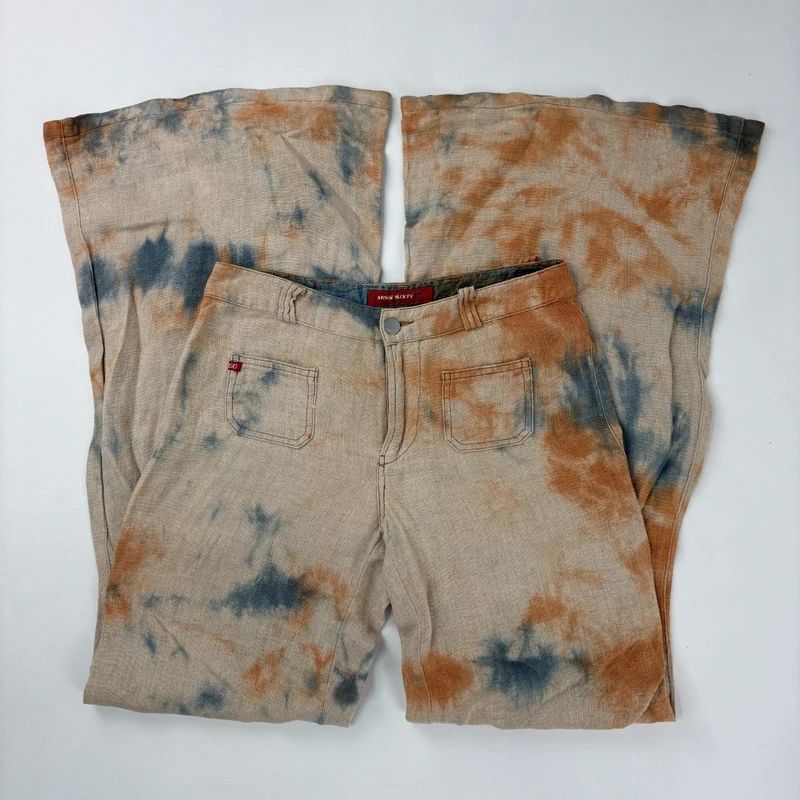 wide leg distressed dyed Linen trousers