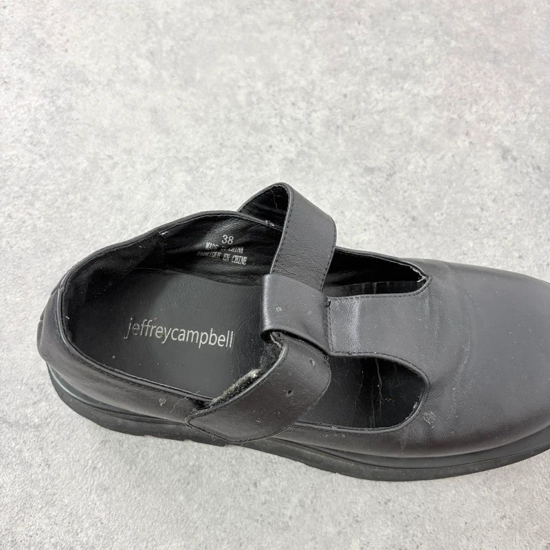 Black leather chunky Jeffrey Campbell Mary Jane loafers