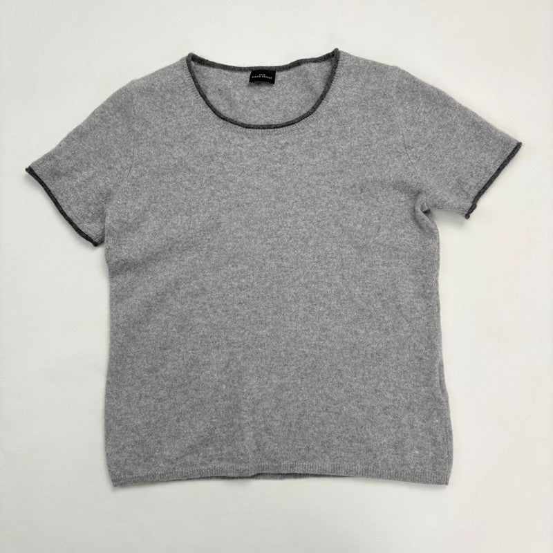 grey soft cashmere knitted short sleeve t-shirt