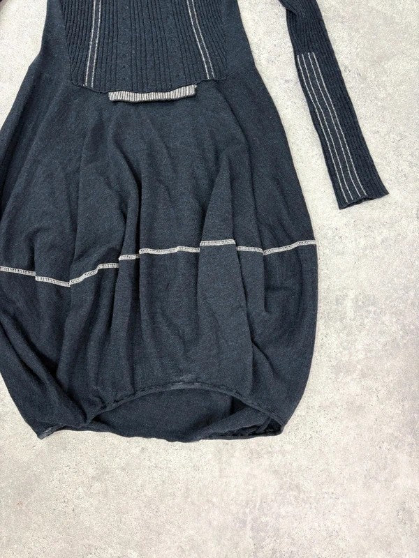 Marithé + François Girbaud navy wool knitted puff dress