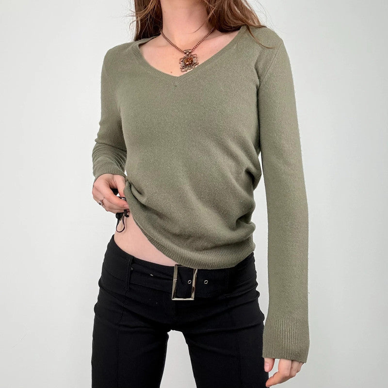 khaki wool knitted jumper