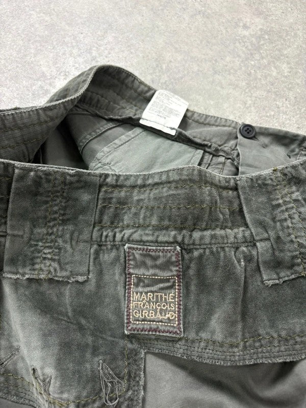 Marithé + François Girbaud adjustable button grey cargo skirt