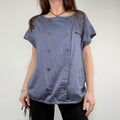 asymmetric button front chore shirt