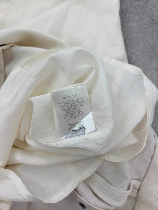 cream cotton linen a-line studded midi dress