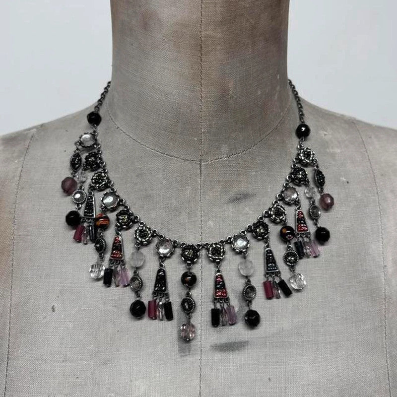 Delicate beaded charm necklace
