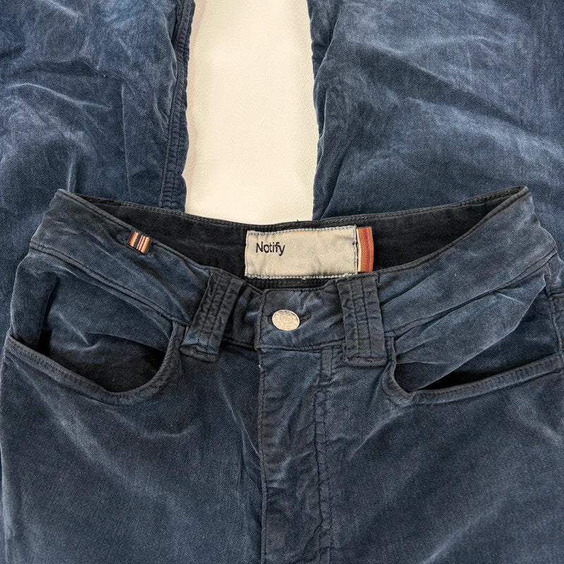 navy blue velvet flared trousers