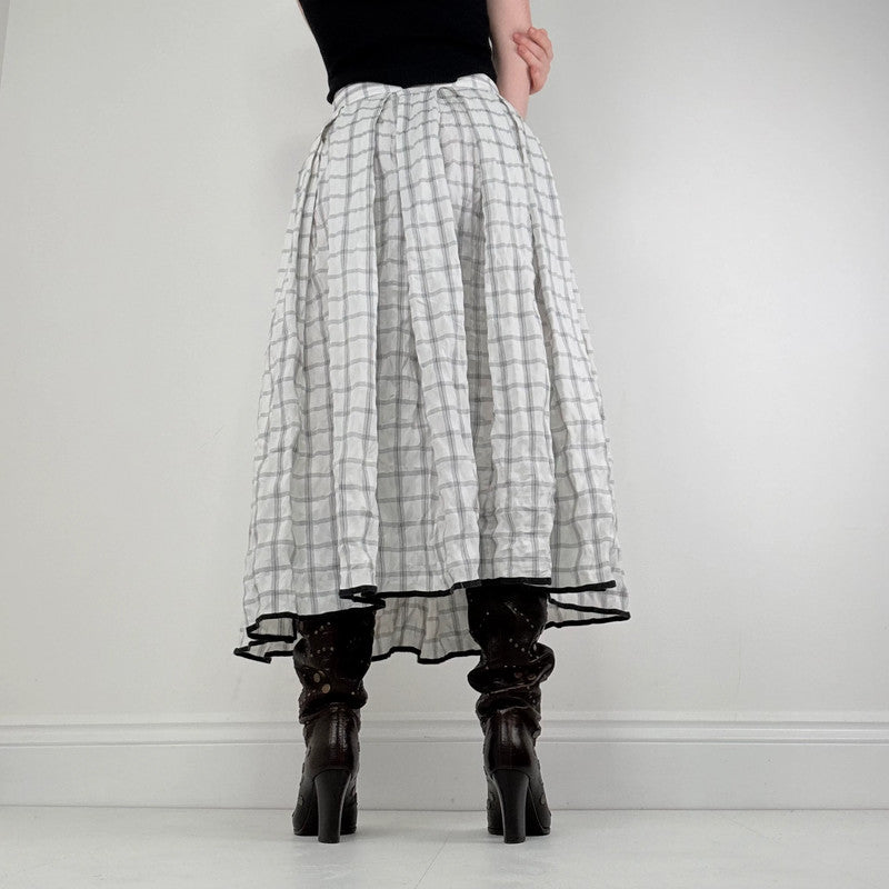tartan checked pleated maxi skirt