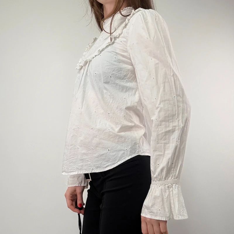 White Lace Cotton Edwardian style Shirt