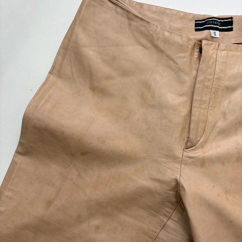 Joseph tan leather stright leg trousers
