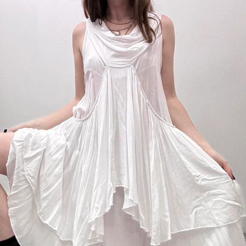 White drape layered dress