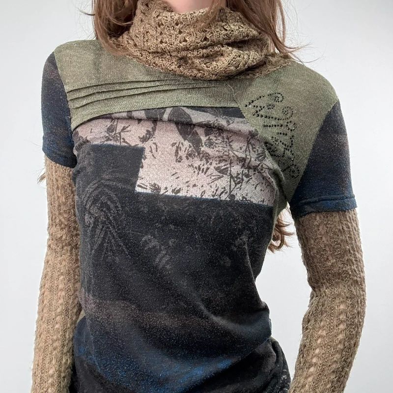 graphic distressed knit jumper